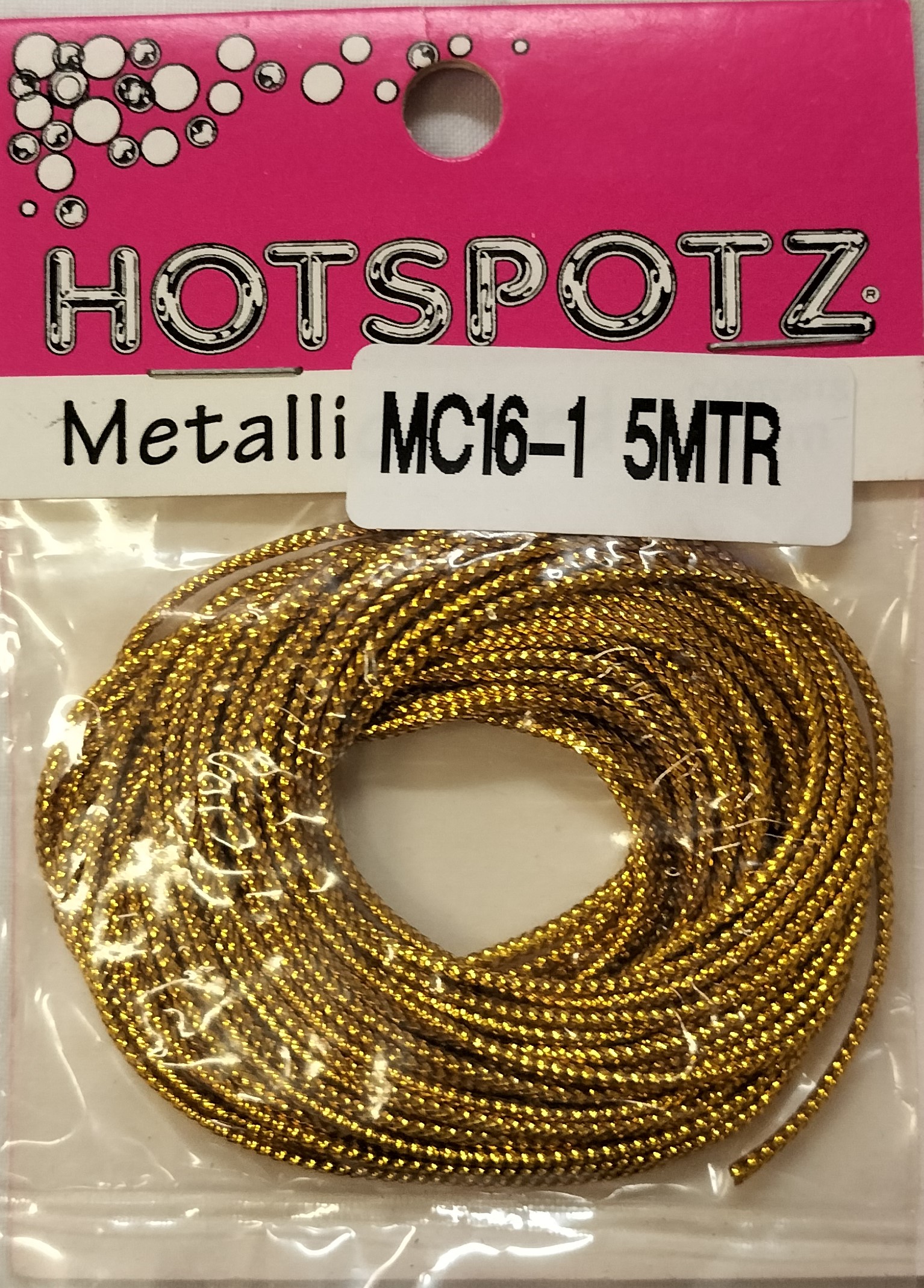 Metallic Cord 16ply Gold 5 Mtr